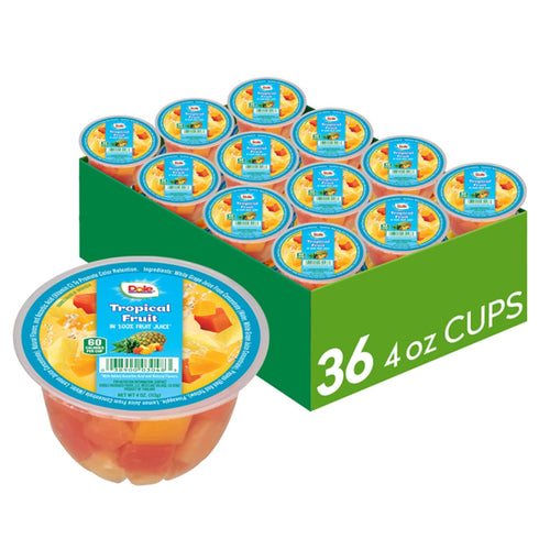 Dole Fruit Bowls Tropical Fruit in 100% Juice Snacks, 4oz 36 Total