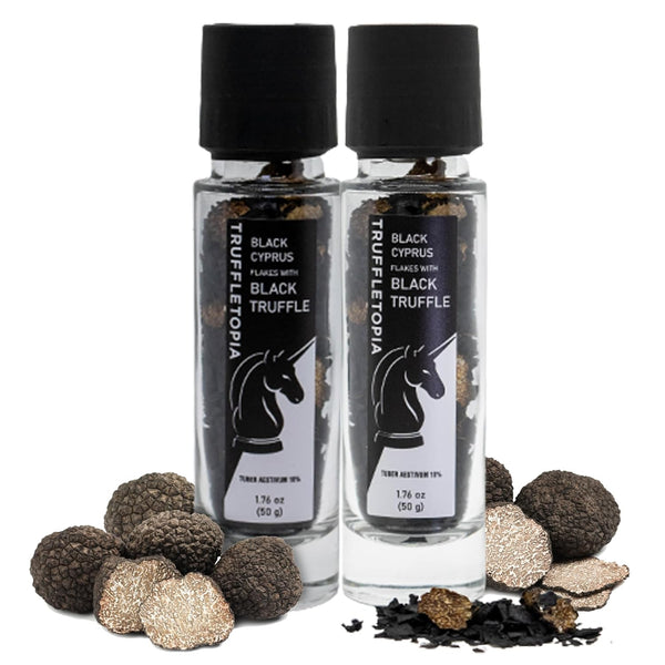 Truffletopia | Black Cyprus Salt and Black Truffle Grinder with Real Truffles
