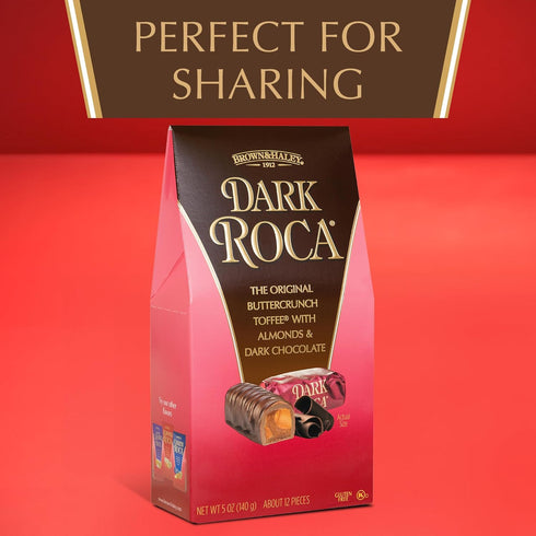Pack 1-5oz Almond Roca of Individually Wrapped Dark Chocolate Candy - Dark Chocolate Caramel Buttercrunch Toffee