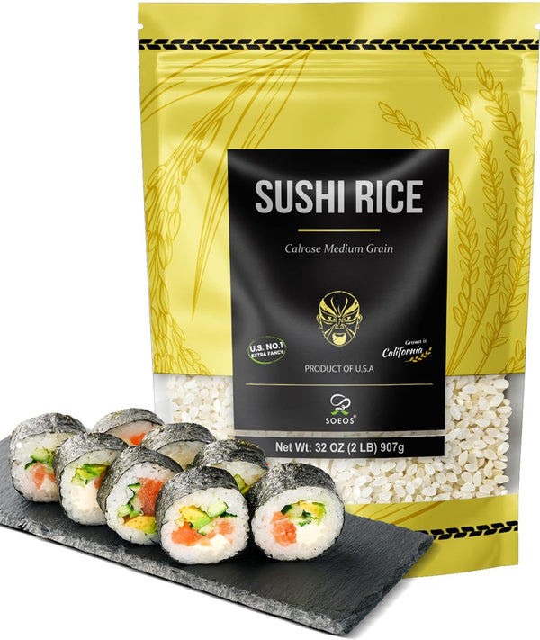 Soeos Sushi Rice, Medium Grain Rice, Sticky Rice for Sushi Rolls and