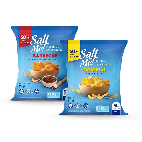 SaltMe! Variety Potato Chips - 24 count 1oz Bags - 50% Less
