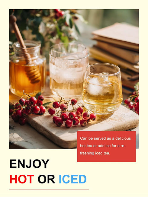 100 Count, TeeLux Hawthorn Berry Tea Bags Natural Premium Hawthorn Berries Herbal Tea, Tangy Flavor and Aroma, Caffeine