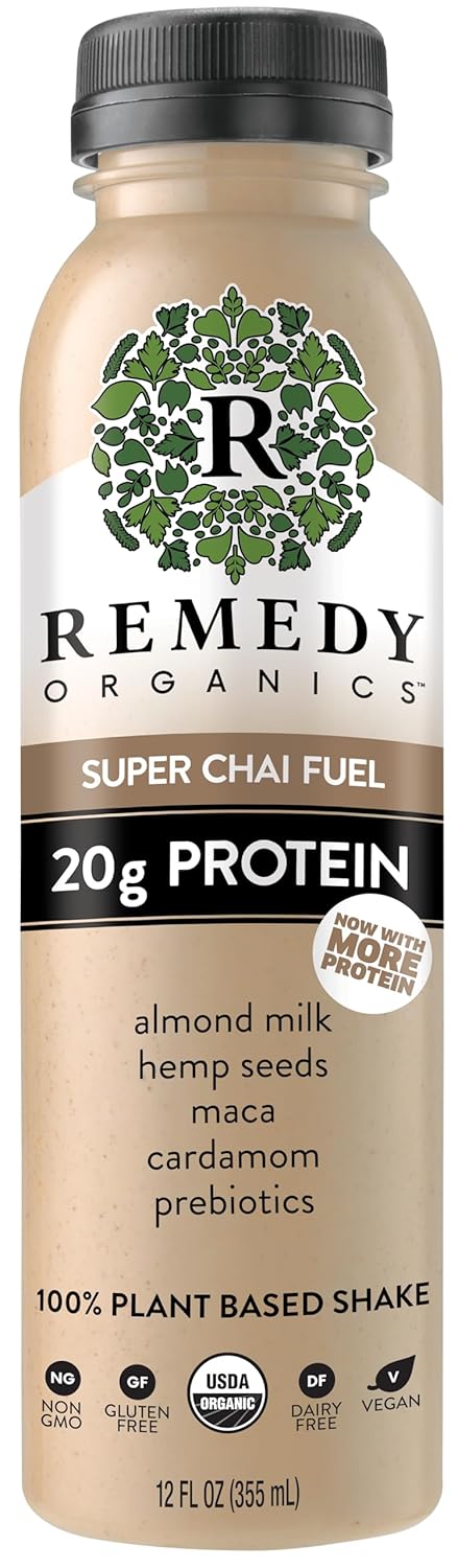 Remedy Organics Protein | Super Chai Fuel | Plant Based Protein Shakes, Ready To Drink | USDA Organic, Gluten Free