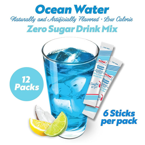 6 (Pack 4) Sonic Singles to Go Powdered Drink Mix, Ocean Water, CT