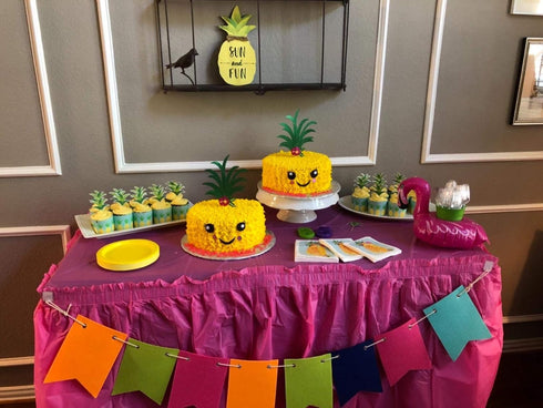 Palksky Glitter Big Pineapple Cake Topper Set, Tropical Hawaiian Aloha Luau Themed Party Decoration (6.8x5.8inch)