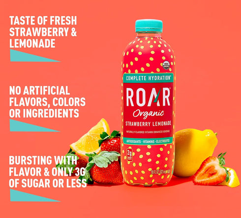 B5, B12 12 ROAR Complete Hydration Organic - Electrolyte Drinks Loaded with Vitamins C, - Non-GMO, Gluten-Free