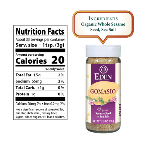 3.5 oz (2-Pack) Eden Organic Gomasio, Sesame Seeds and Sea Salt, Umami, Traditional, Furikake, Seasoning, Macrobiotic