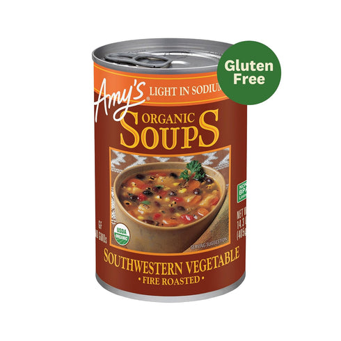14.3 oz Amy's Soup, Organic Fire Roasted Vegetable with Black Beans, Light in Sodium, Vegan & Gluten Free