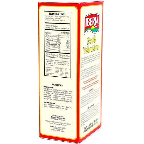 Packets, 15.5 oz. Iberia Paella Valenciana, Ready to Cook Paella Kit with Yellow Rice and Seafood Product of Spain