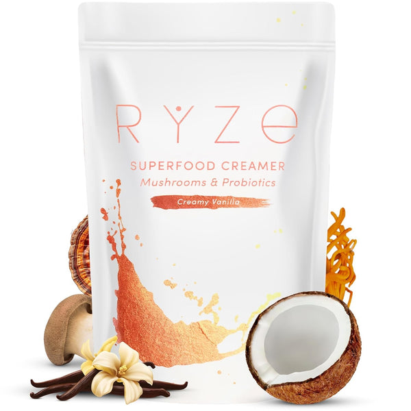 RYZE SUPERFOODS Probiotic Coffee Creamer with 6 Organic Adaptogenic Mushrooms & Probiotics