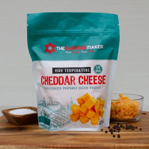 2 Lbs 1/4 Inch 400 Summer The Sausage Maker High Temp Cheddar Cheese Hi-Temp Cheese For Sausage Making, Diced Cube