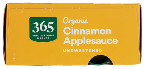 365 3.2 (Pack 4) by Whole Foods Market, Organic Cinnamon Applesauce Pouches, Unsweetened, Ounce