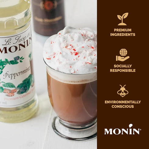 (1 Monin - Peppermint Syrup, Cool Tingle of Candy Cane, Natural Flavors, Great for Cocoas, Mochas, Smoothies