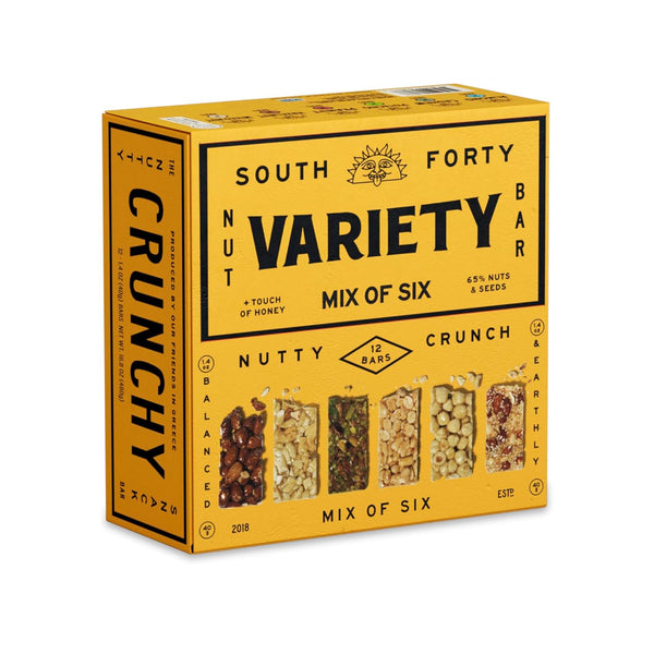 South 40 Snacks Crunchy Nut Bars, Mix of 6 Variety Pack, Touch
