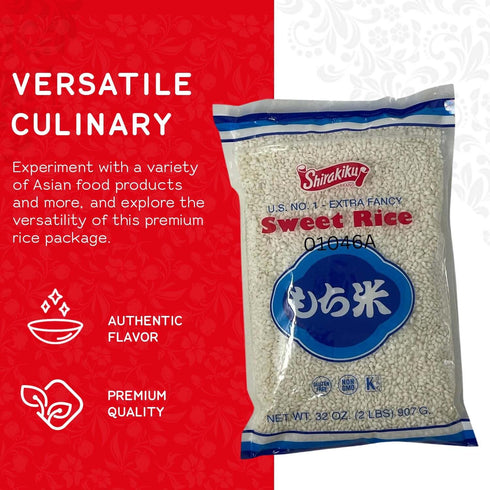 2 (Pack 1) Shirakiku, Mochigome Sweet Rice | Short Grain Japanese Style Gluten-Free, Non-GMO Rice with Low Calories