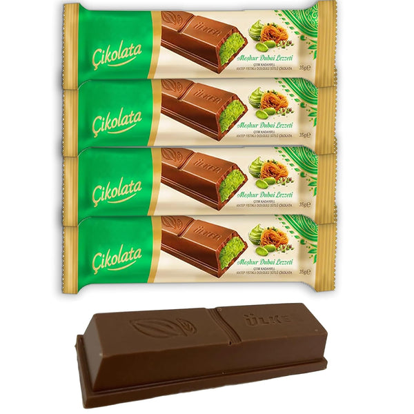 Generic 4-Pack Mini Dubai Chocolate Bars with Pistachio Milk Chocolate, 35 g (1.23