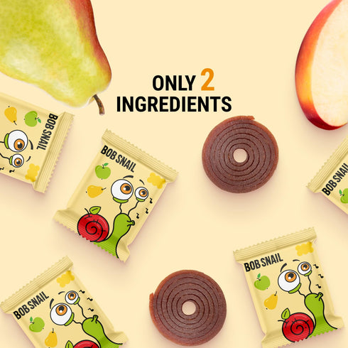 50 500g Bob Snail Apple-Pear Fruit Roll Ups Healthy Sweets Snacks, Real Dried Fruits, No Added Sugar, Vegan, Nut Free