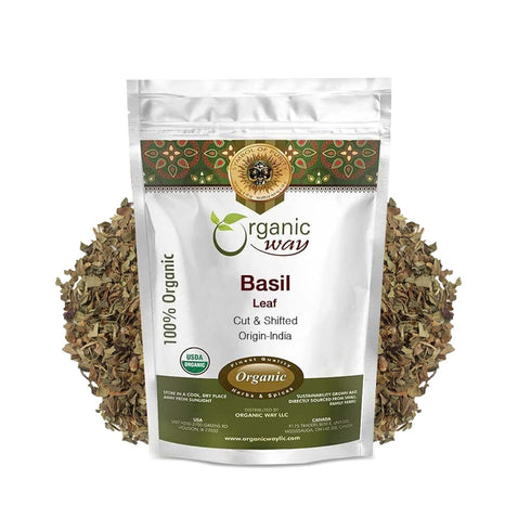 Organic Way Basil Leaf Cut and Sifted | Non GMO, Kosher, USDA