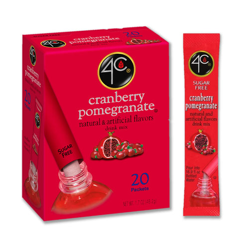 4C Powder Drink Mix Packets, Cranberry Pomegranate, 20 Count, Singles Stix On the Go, Sugar Free