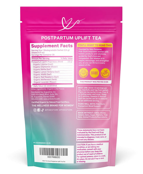 15 Pink Stork Postpartum Uplift Mood Support Tea: Hormone Balance for Women After Pregnancy, Chamomile Tea with Red