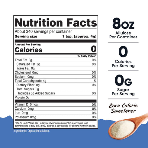 (3 LB) 0 Nutricost Allulose Sweetener - Calorie, Low Carb, KETO, Natural Sugar Alternative, Crystalline Powder