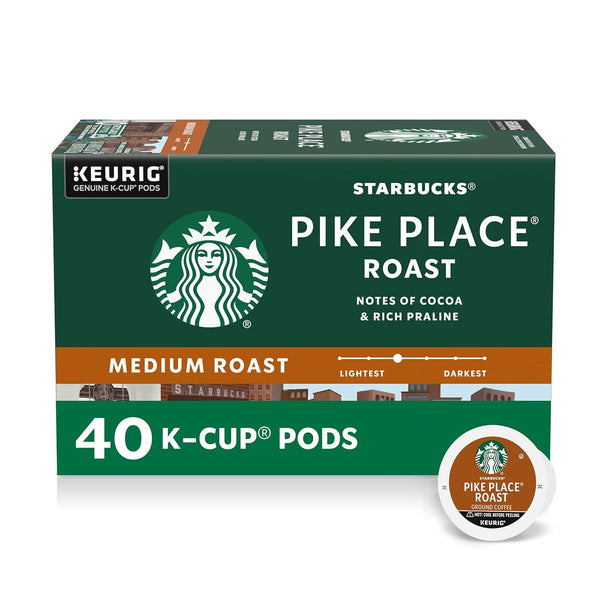 Starbucks K-Cup Coffee Pods, Medium Roast Hot or Iced Coffee, Pike Place