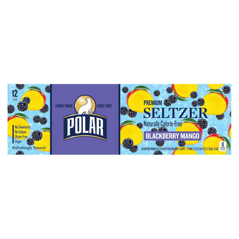 12oz 12 pack Polar Seltzer Water Blackberry Mango Can