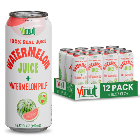 Vinut Natural Watermelon Juice Drink with Pulp, (16.57 fl oz, Pack of