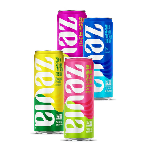 Zevia Zero Calorie Energy Drink 4-Flavor Medley Variety Pack 12 Ounce Cans