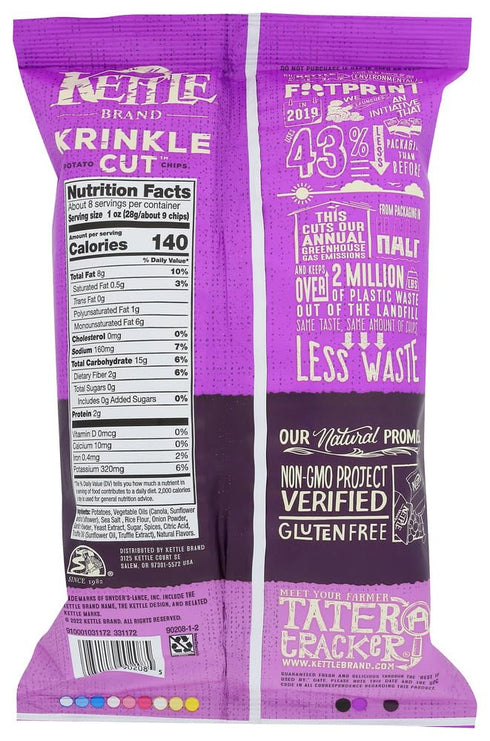 DAONEG 7.5 oz. (4 Pack) Kettle Brand Krinkle Cut Truffle and Sea Salt Potato Chips, Bags