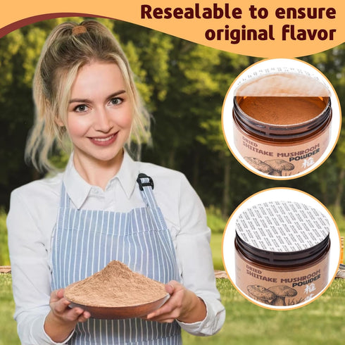 Egcina 8.5oz 100% Dried Shiitake Mushroom Powder - Pure Natural Shiitake Mushroom Seasoning for Cooking, Ramen, Coffee