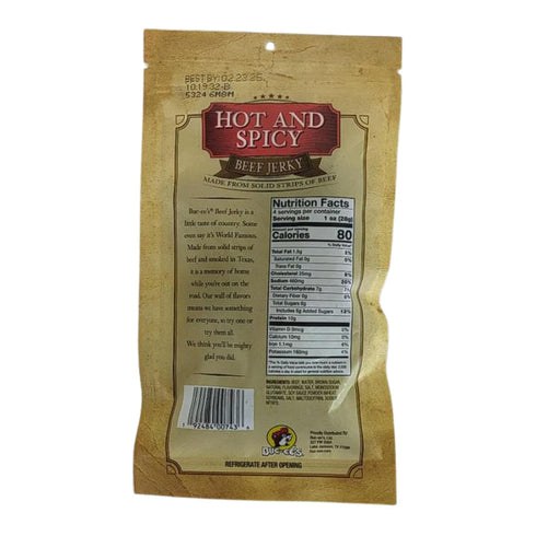 Buc-ee's Country 4 Texas Hill Brand Hot and Spicy Beef Jerky in Resealable Bag, Ounces