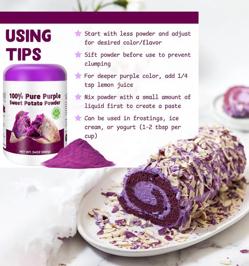 24oz (680g) Pack Purple Sweet Potato Powder - Natural Food Coloring for Baking, Drinks & SmoothiesUbe/Purple Yam