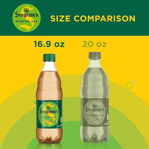 16.9 oz, 12 Pack Seagrams Ginger Soda Soft Drinks, fl