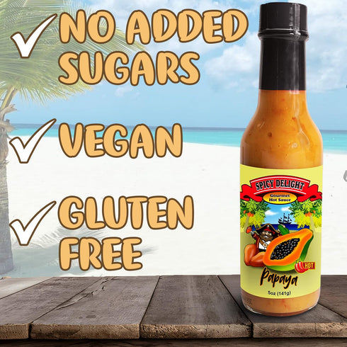 5 Oz Spicy Delight Aruba Habanero Papaya Hot Sauce Ultra Spicy Gourmet Caribbean Sweet Hot Sauce with Real Fruit