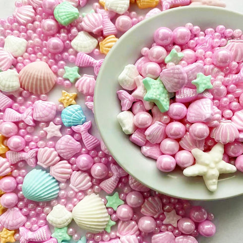 Sentovac Pink Mermaid Sprinkle Edible Decorations for Cake, Cupcake, Cookie Baking, Mermaid Party Birthday
