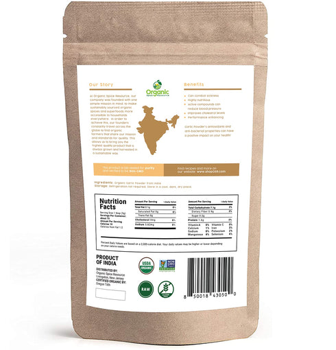 SHOPOSR Organic Garlic Powder | 8 oz (226g) | 100% Raw and Natural | USDA Organic & Non-GMO | Resealable Kraft Bag |