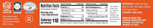 2.82oz (6 Pack) Tuscanini Italian Solid Light Yellowfin Tuna in Olive Oil with Calabrian Chili Peppers, No MSG |