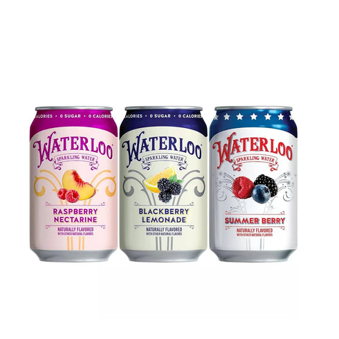 Voodoux Sales Pack 24 Pack Summer Waterloo Sparkling Water Variety Raspberry Nectarine - Blackberry Lemonade - Berry