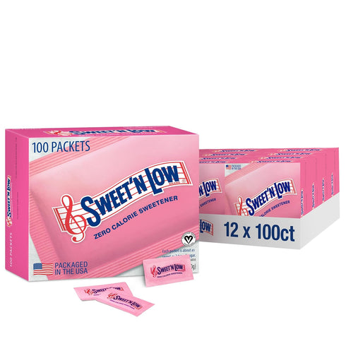 Sweet'N Low Zero Calorie Sweetener Packets, 100 Ct Box, 12 Pack, Kosher