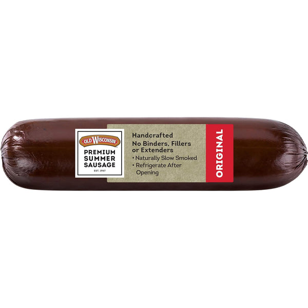 Old Wisconsin Premium Summer Sausage, 100% Natural Meat, Charcuterie, Ready to Eat, High Protein,