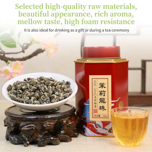 5.29oz/150g XIXICHA Jasmine Tea Jasmine Dragon Balls Grade AAA Loose Leaf GreenTea Long-lastingTea Natural Chinese Tea