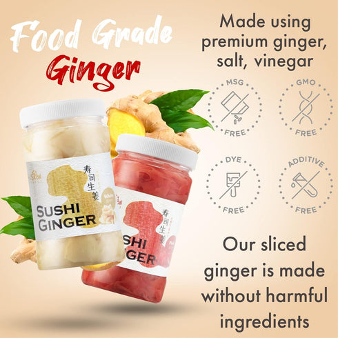 Fusion Select Sushi Ginger - Natural Sliced Gari, 12 oz, Pickled Ginger for Sushi, No MSG, Non-GMO