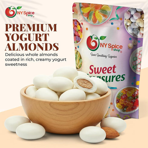 8 NY Spice Shop Yogurt Covered Almonds - Ounce Candy Coated Almond - Trail Mix Yogurt Almonds Sweet Nut Snacks