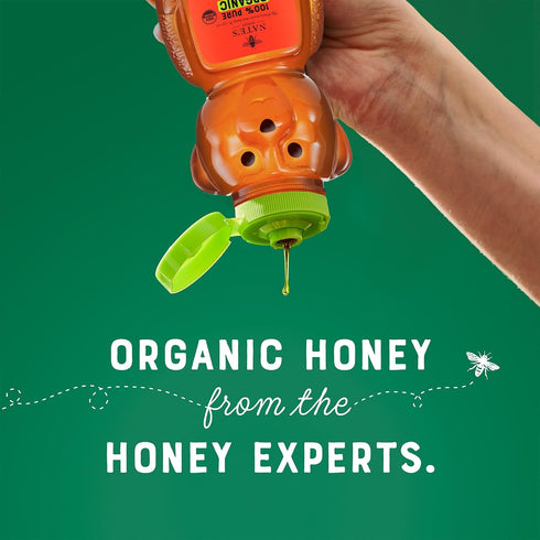 100% 12 oz Nate's Organic Pure, Raw & Unfiltered Honey - USDA Certified Organic - Squeeze Bottle