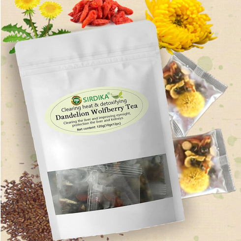 (1Bag(12pcs)) Dandelion Wolfberry Tea Bags,Dandelion Wolfberry Tea Organic Kidneys & Liver Tea Chinese Wolfberry Tea