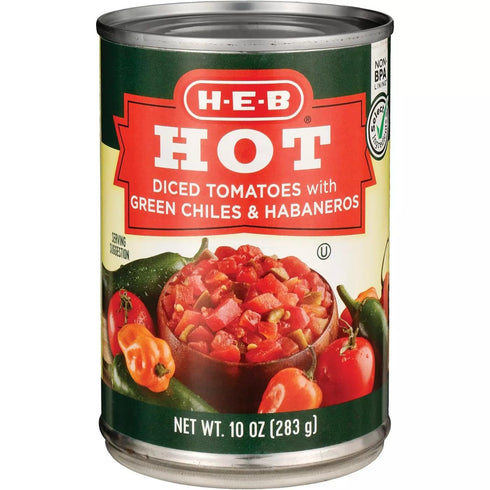 Generic HEB Diced Tomatoes with Green Chiles & Habaneros - Hot 10 oz