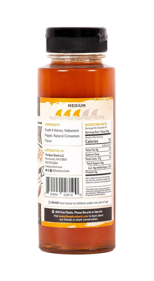 The Spicy Shark 12 oz 100% Hot Honey Bottle pure Spicy Hot Honey, Made in the USA, Gluten-Free & Paleo - Brand featured