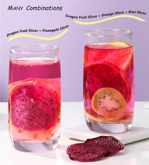 YJJOUUT 3.5oz/100g Freeze Dried Dragon Fruit Slices Chunks for Cocktails Dragon Fruit Cubes Pieces Bulk No Sugar added