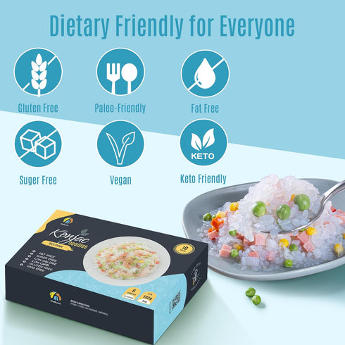 10 Packs Hethstia Shirataki Rice, Gluten-Free Konjac Rice Low-Carb, Keto & Paleo-Friendly, Sugar-Free, Vegan